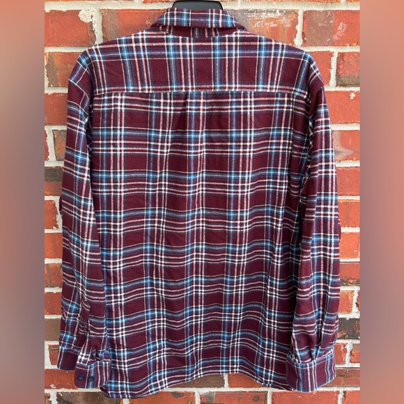 LL Bean Heavy Chamois Cloth Shirt Traditional Fit Maroon Blue Plaid XXL B8 - Picture 2 of 5